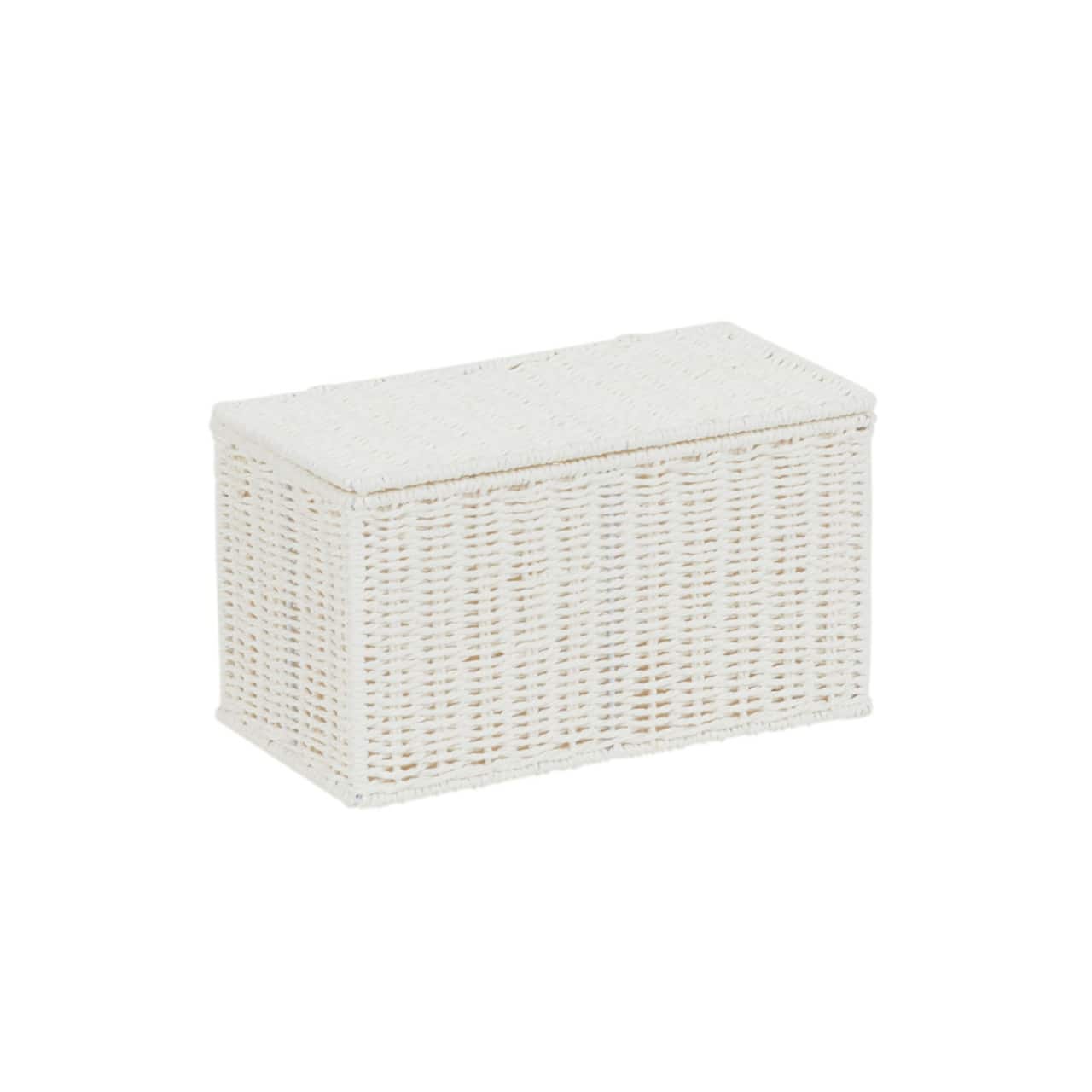 Household Essentials Small White Wicker Basket with Lid